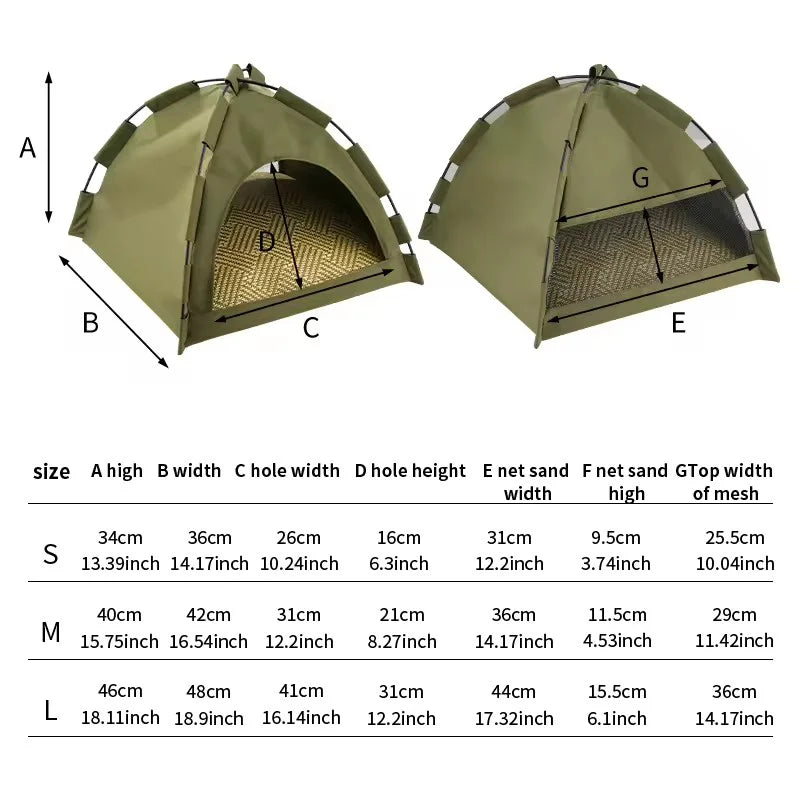 Foldable Semi Enclosed Pet Tent Detachable Washable Cat House Four Season Shelter for Indoor Outdoor Cats Dogs Sleeping Cave Bed