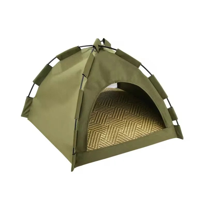 Foldable Semi Enclosed Pet Tent Detachable Washable Cat House Four Season Shelter for Indoor Outdoor Cats Dogs Sleeping Cave Bed